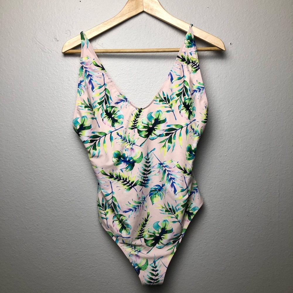 Pastel pink tropical swimsuit